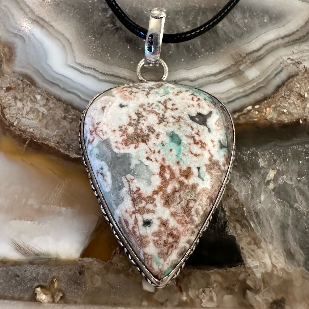 2179 Artisan Silver Necklace with Earthy Tones